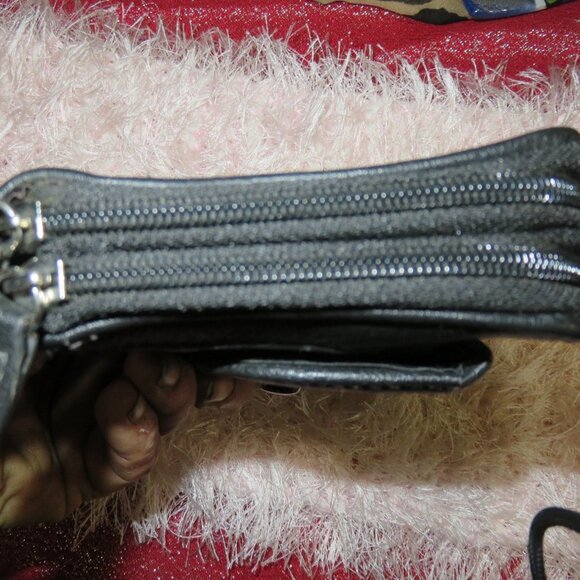 BOGO Franco Sarto Black Leather Long Wallet Clutch Double Zip Multi Compartment - Picture 5 of 14